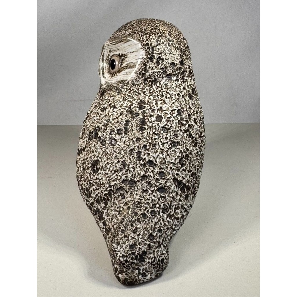 D. Ferguson Signed Pottery Owl Figurine Pigeon Forge Pottery 4" Speckled Glaze - Picture 4 of 6